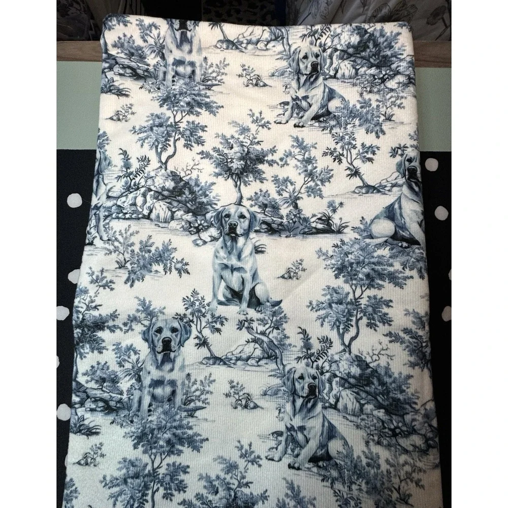 Blue and White French Country Toile Blue Throw Pillow Cover 18x18 Labrador